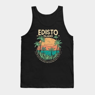 Edisto Island South Carolina Retro Palmetto Sunset Tank Top